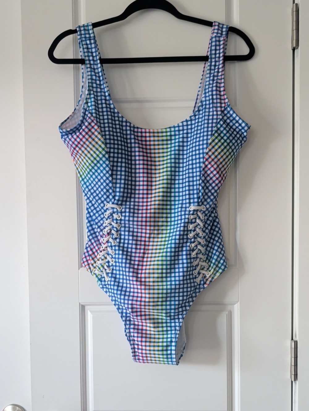 Nicole Miller Studio One-Piece Swimsuit - Rainbow Gingham Check, Size 2X
